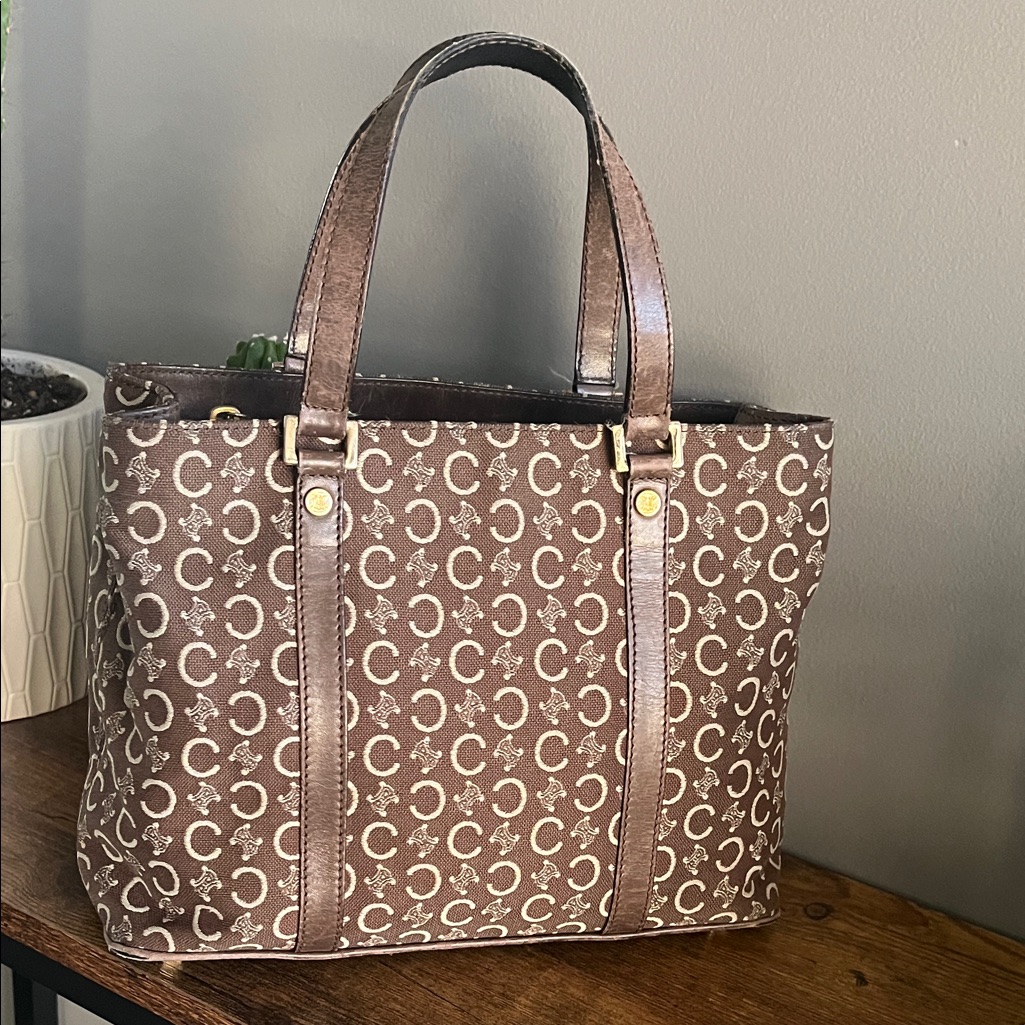 Celine Brown Monogram Denim Mini Tote Bag
